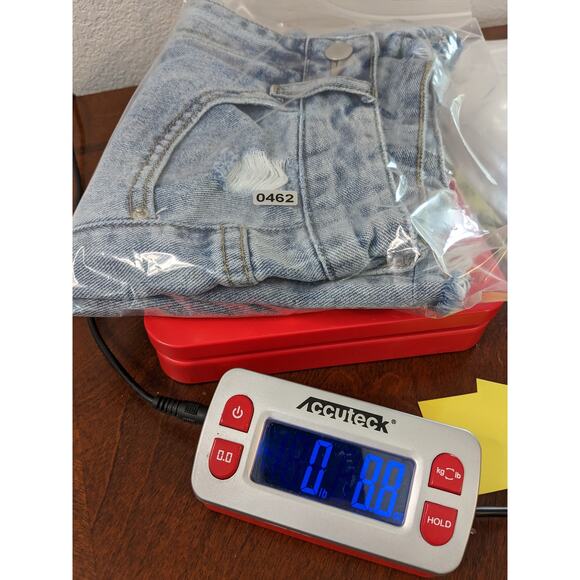 Shein Distressed Jean Shorts XS Women Light Wash Raw Hem High Rise Ripped Denim - Picture 8 of 9